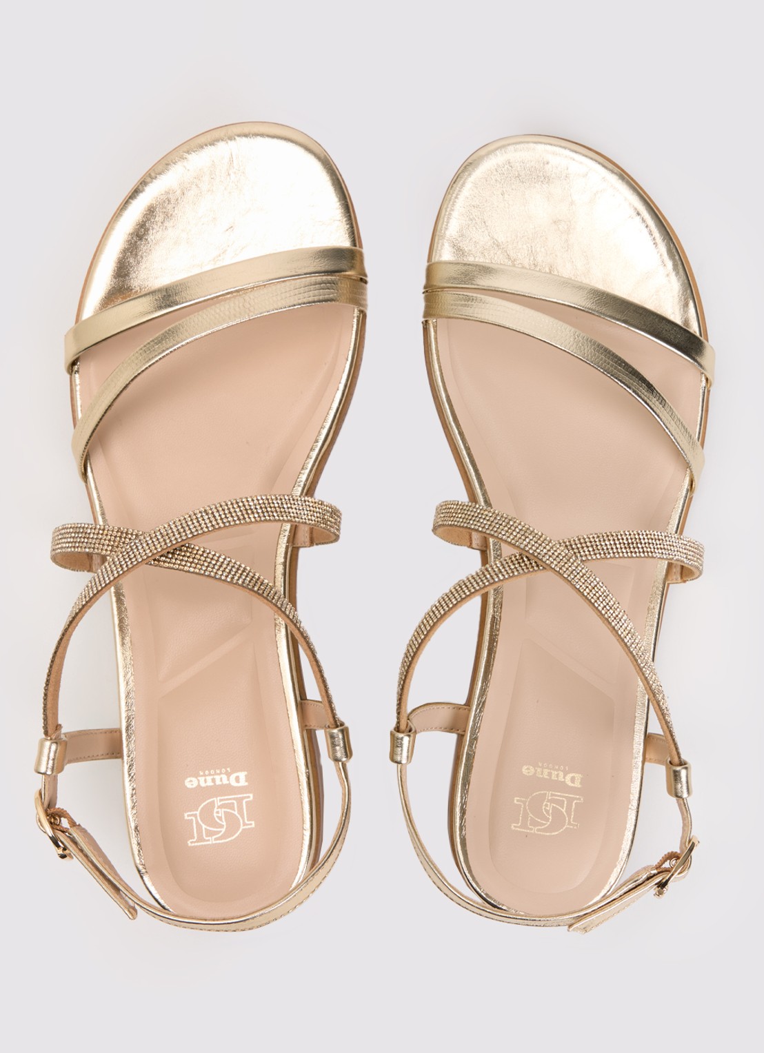 Dune London Lexia sandaal van leer met strass - detail 3 goud