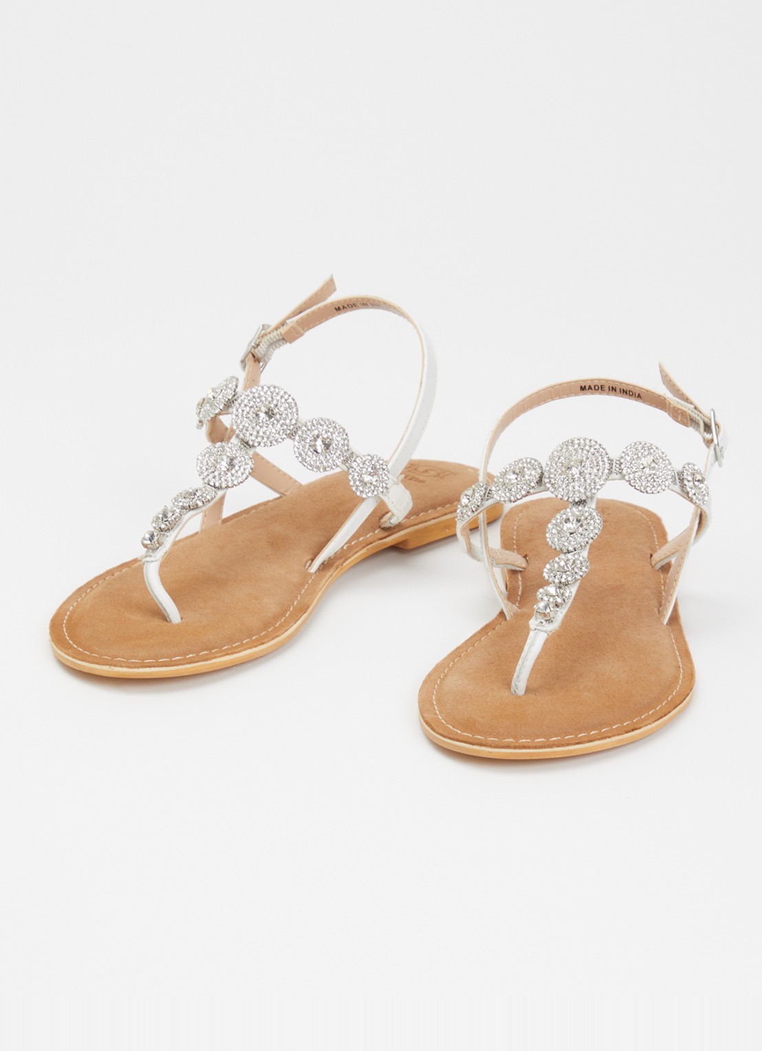 Dune London Liana sandaal van leer met strass - detail 3 wit
