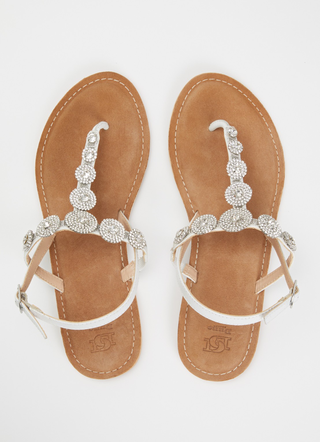 Dune London Liana sandaal van leer met strass - detail 4 wit
