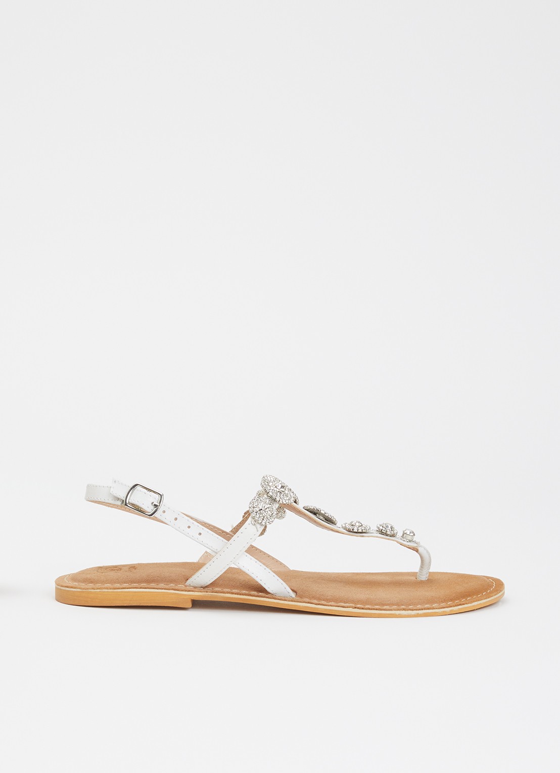 Dune London Liana sandaal van leer met strass - voorkant 2 wit