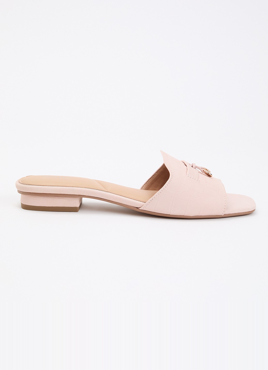 Dune London Lindo slipper van leer - voorkant 5 lichtroze