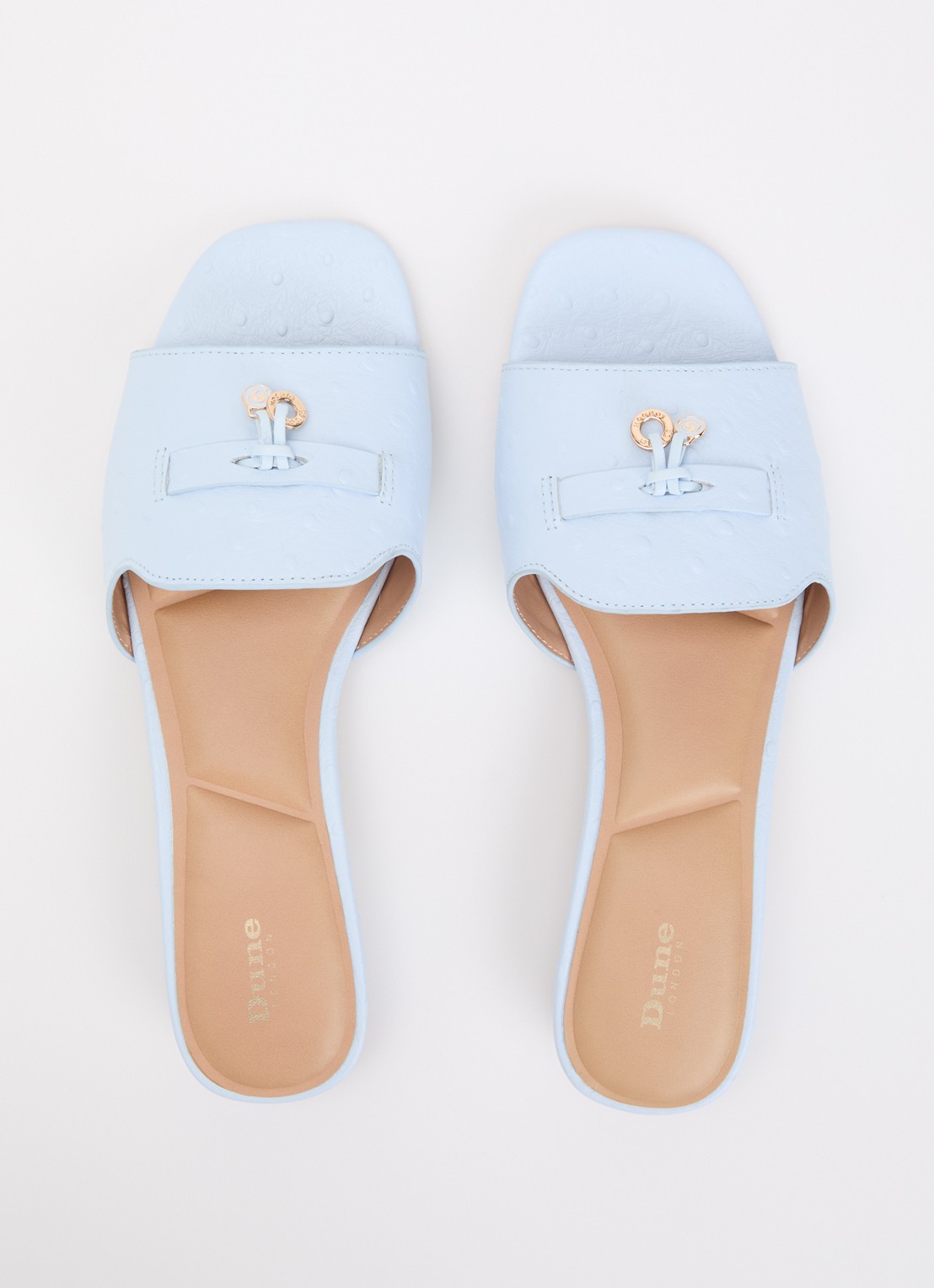 Dune London Lindo slipper van leer - detail 3 lichtblauw