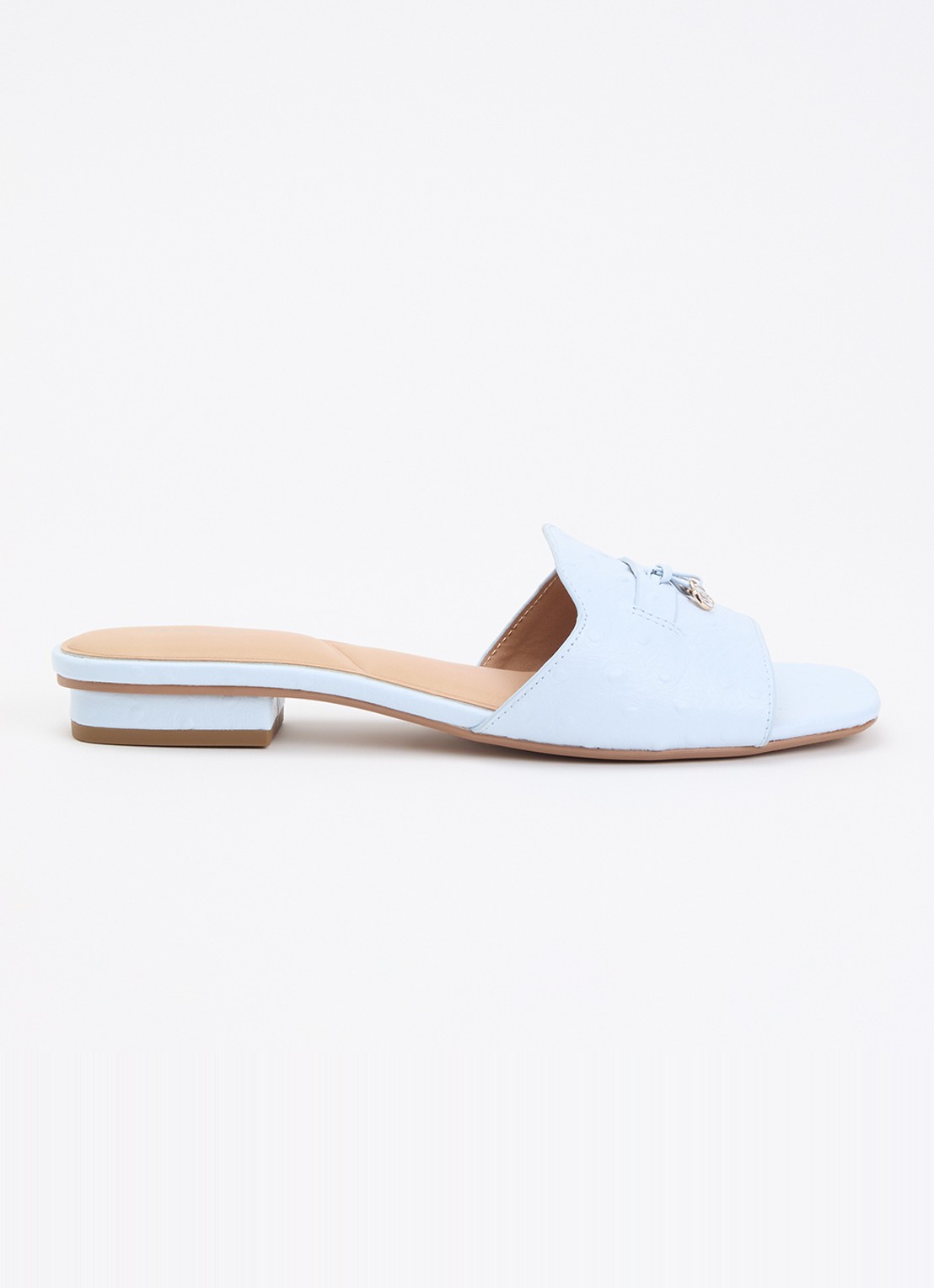 Dune London Lindo slipper van leer - voorkant lichtblauw