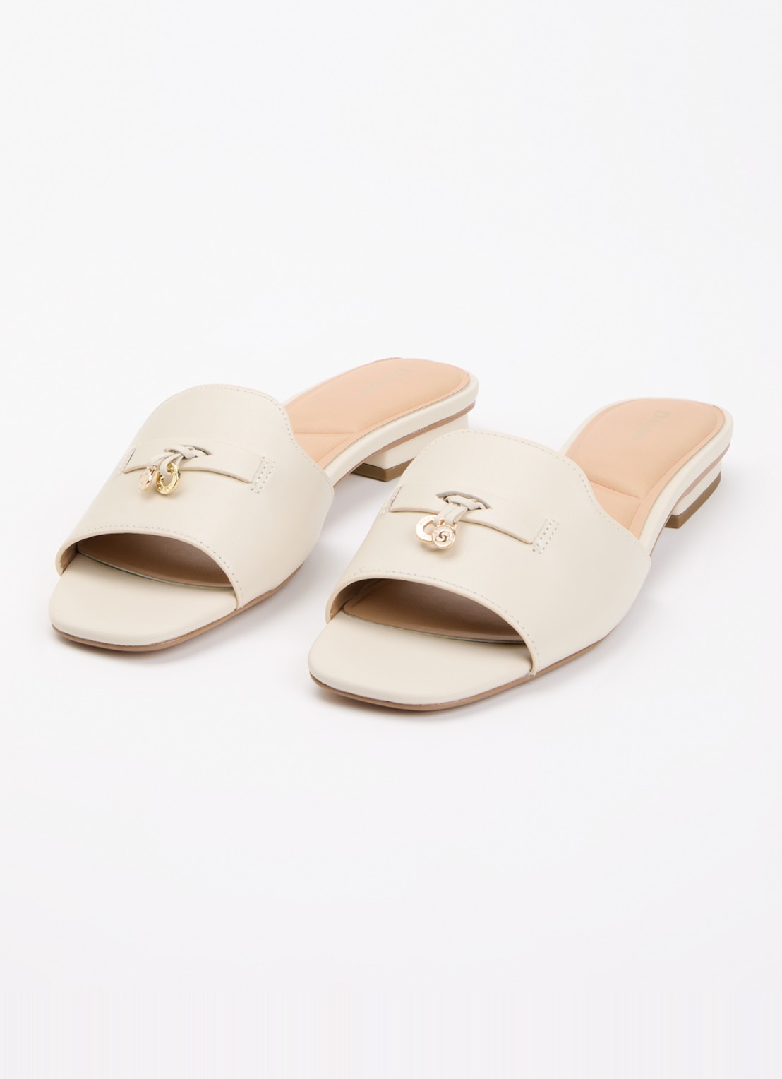 Dune London Lindo slipper van leer - detail 2 ivoor