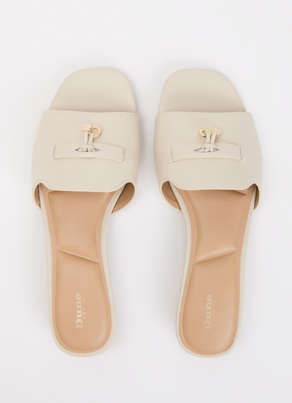 Dune London Lindo slipper van leer - detail 3 ivoor
