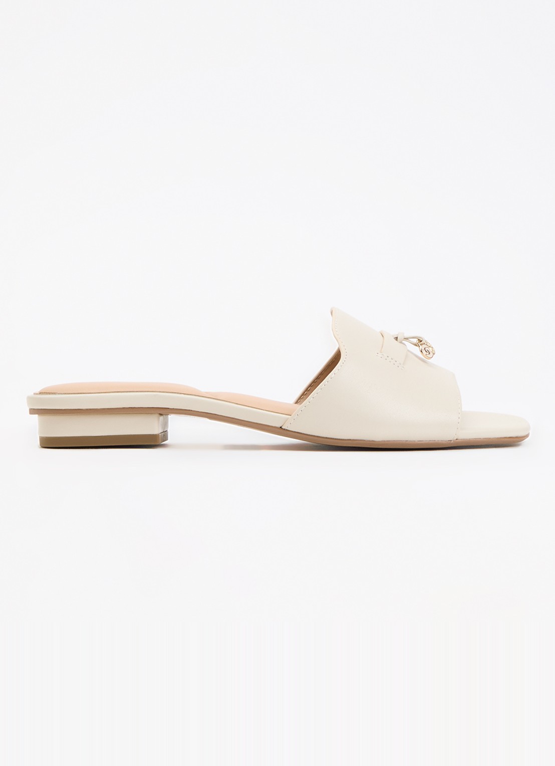 Dune London Lindo slipper van leer - voorkant 5 ivoor