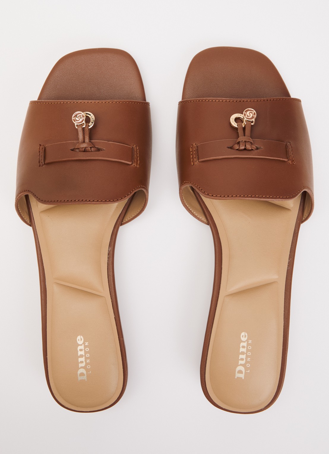 Dune London Lindo slipper van leer - detail 2 bruin