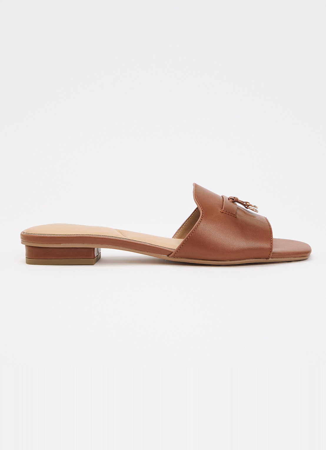 Dune London Lindo slipper van leer - voorkant 4 bruin