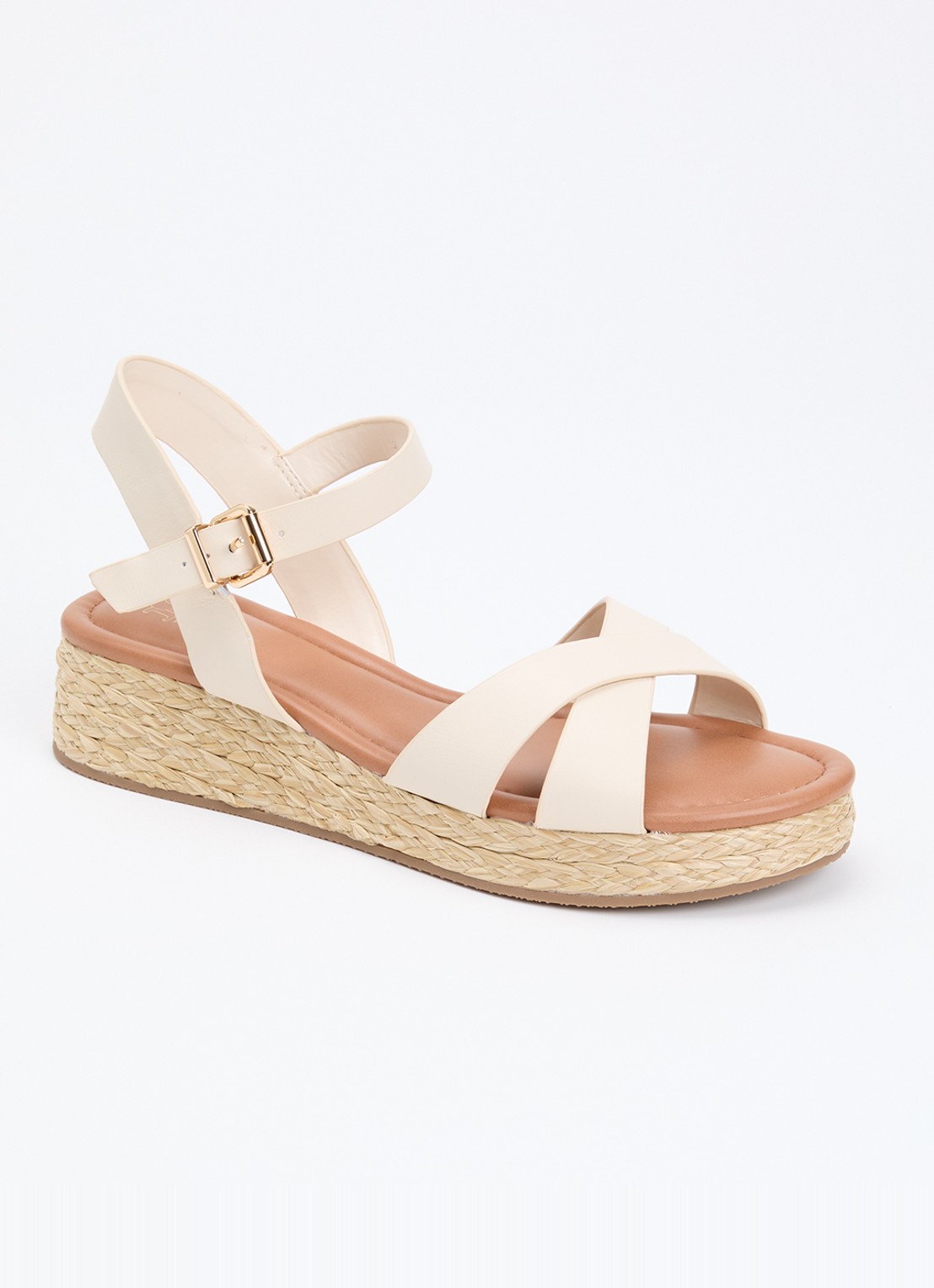 Dune London Littleton sleehak van leer - voorkant 2 creme