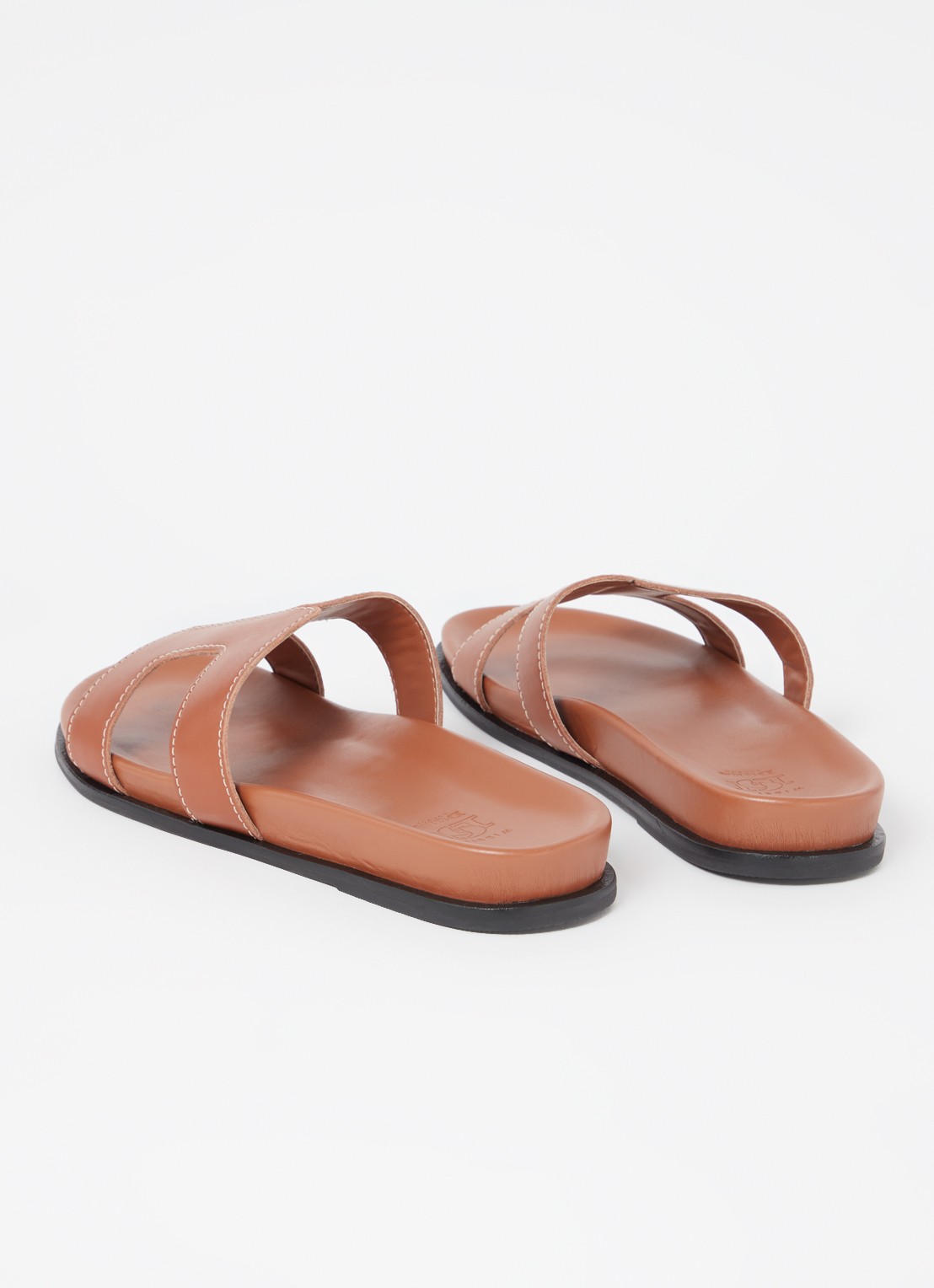 Dune London Loupa slipper van leer - achterkant bruin