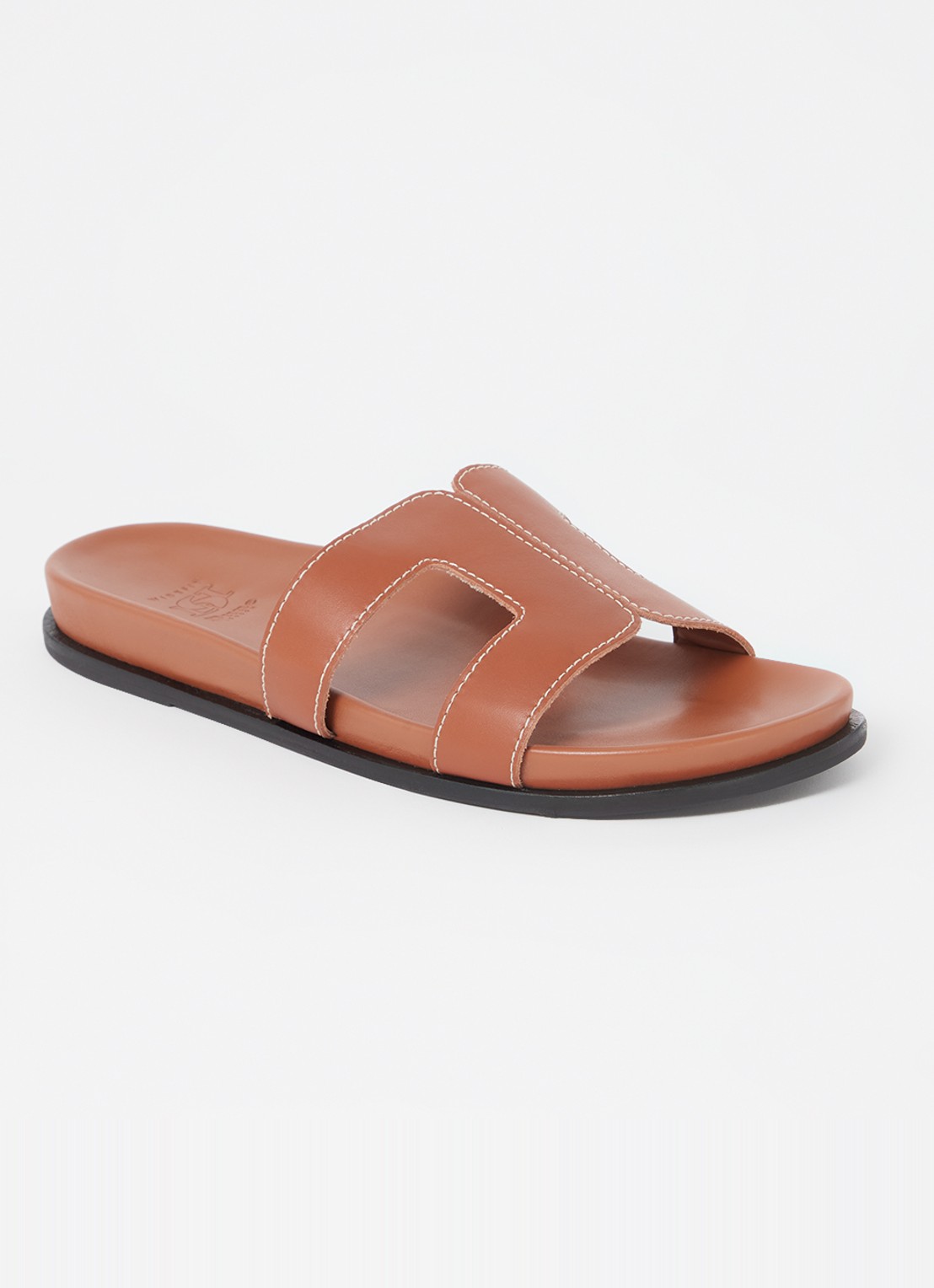 Dune London Loupa slipper van leer - voorkant 2 bruin