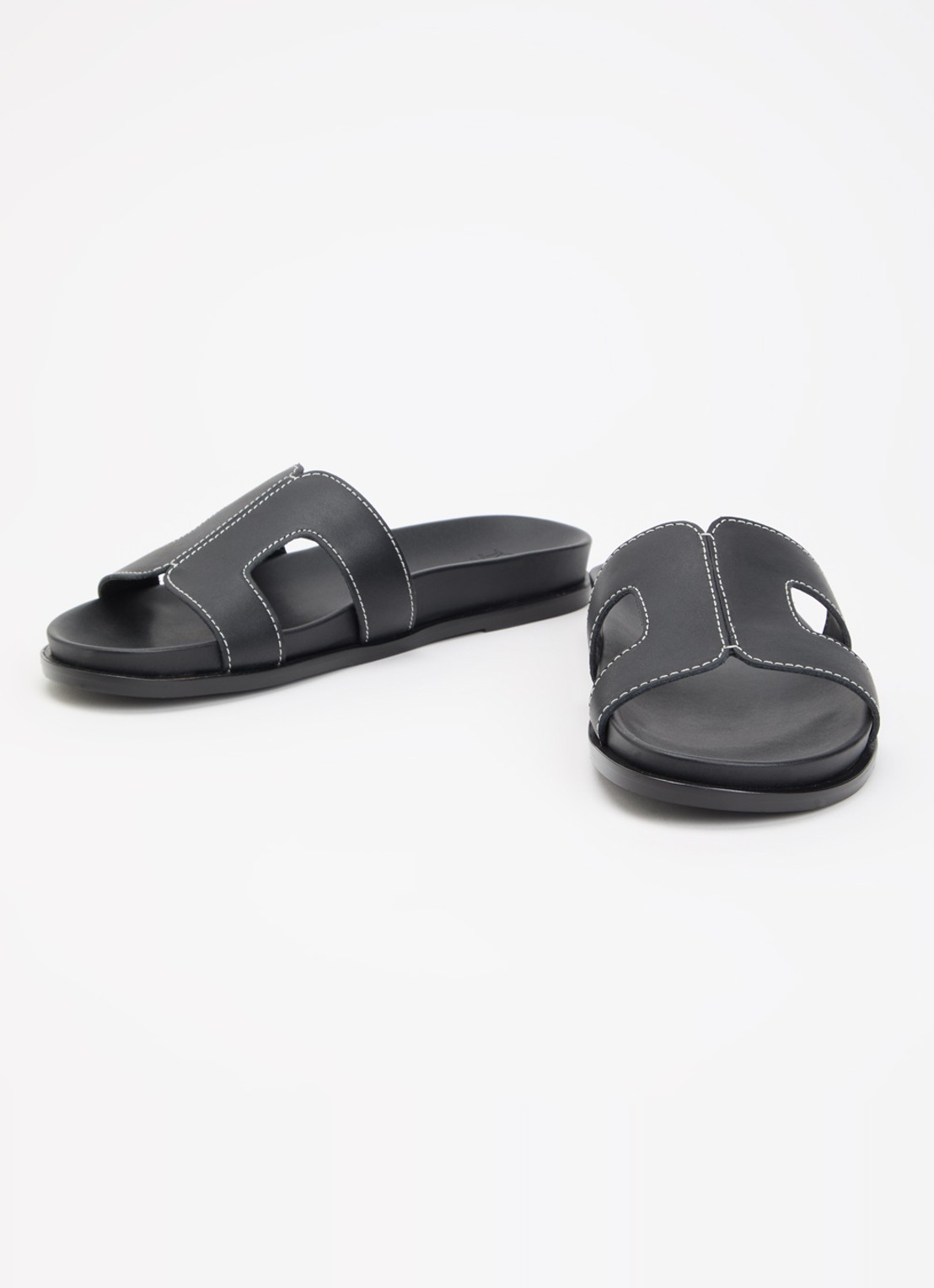 Dune London Loupas slipper van leer - detail zwart