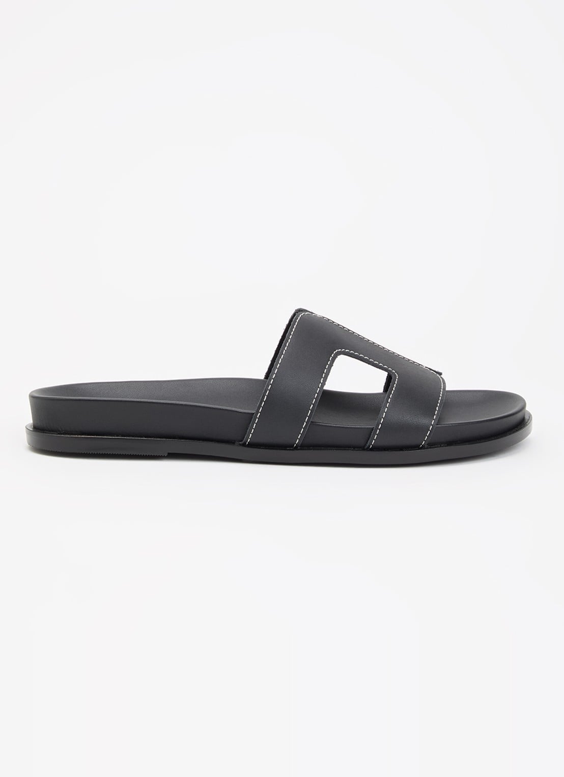 Dune London Loupas slipper van leer - voorkant 5 zwart