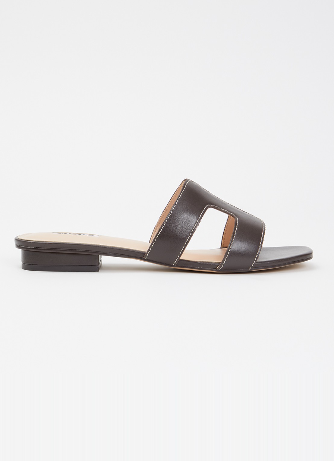 Dune London Loupe sandaal - voorkant 5 donkerbruin