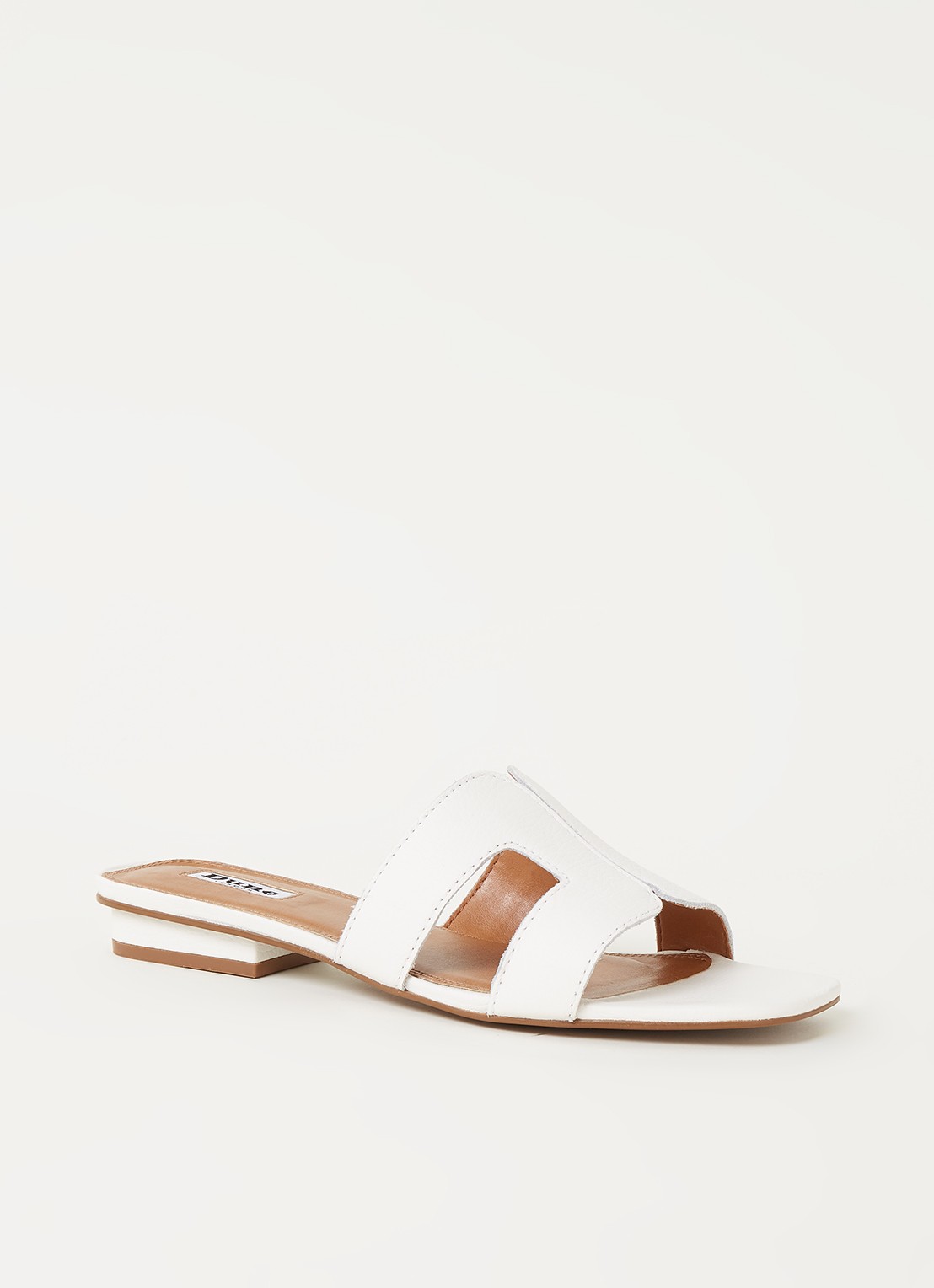 Dune London Loupe slipper van leer - voorkant gebroken wit