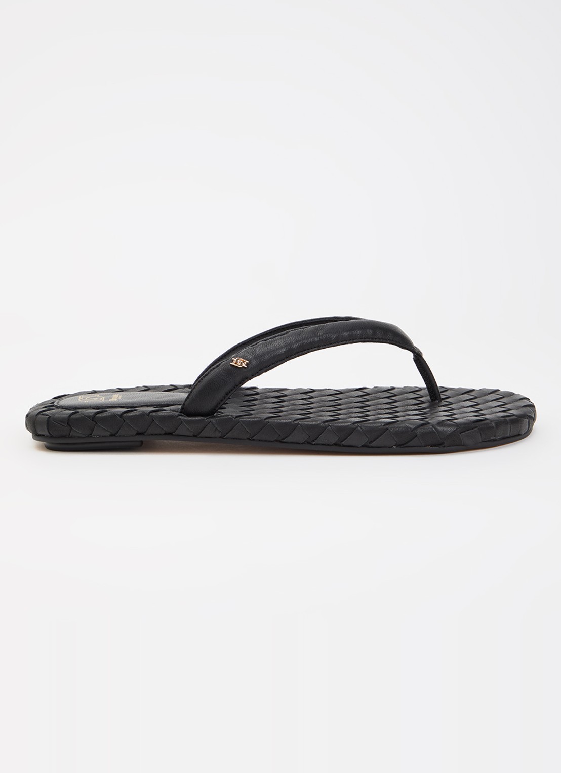 Dune London Lunare slipper van leer - voorkant zwart