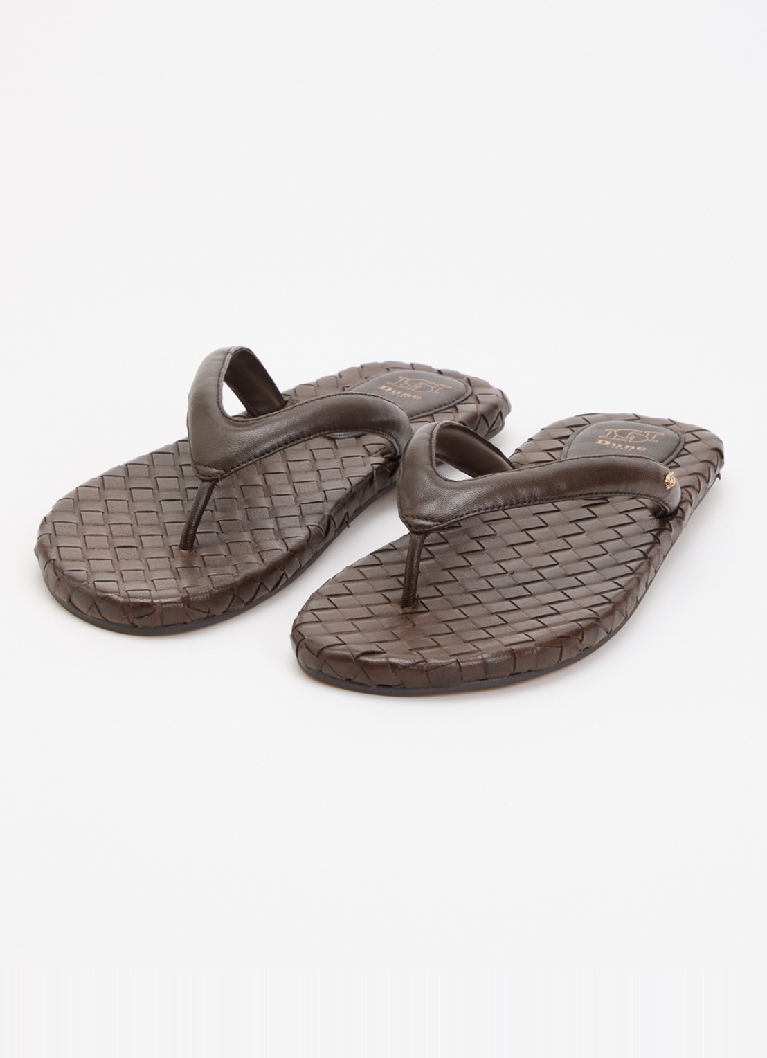 Dune London Lunare slipper van leer - detail 3 donkerbruin