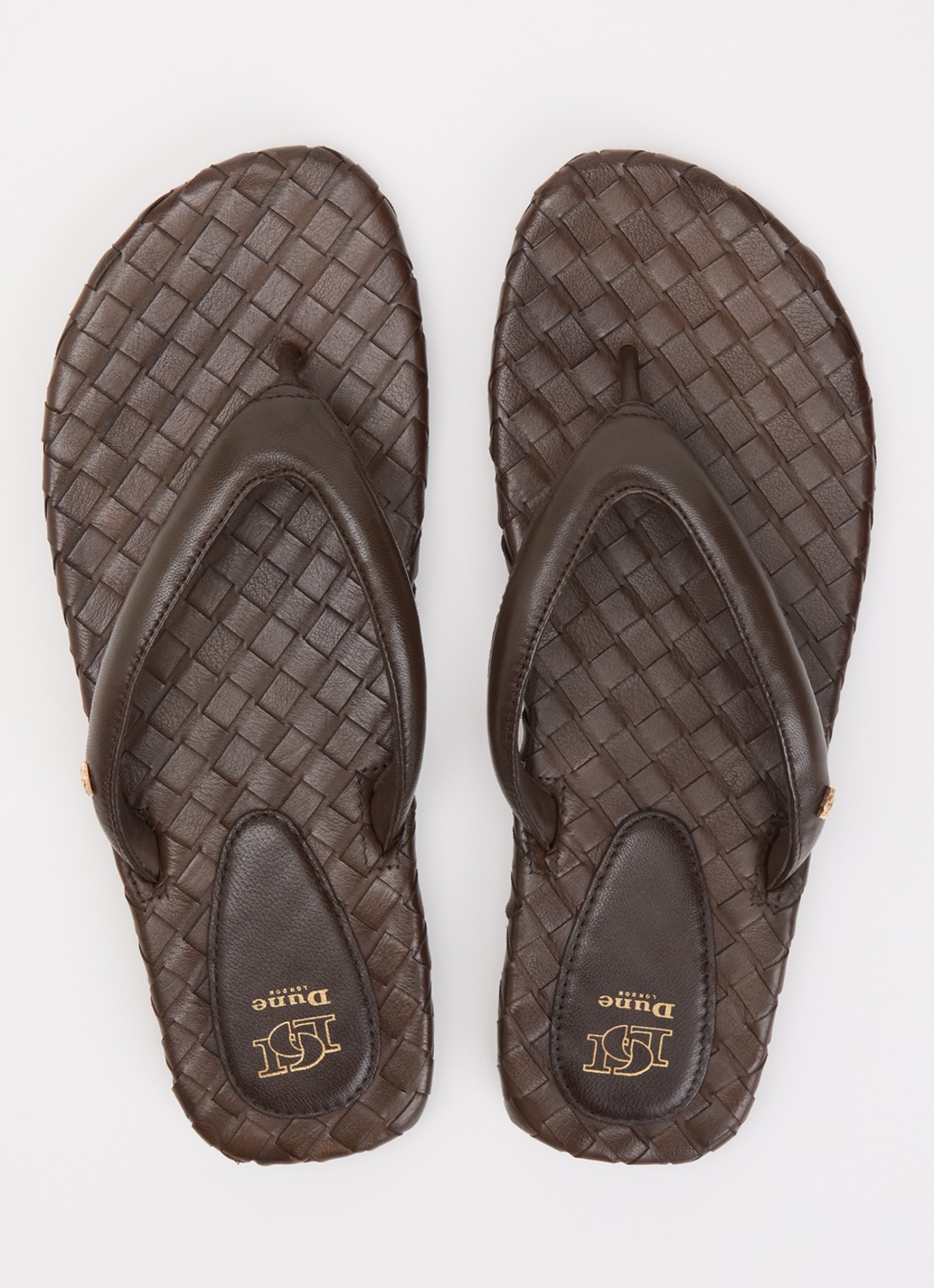 Dune London Lunare slipper van leer - detail 4 donkerbruin