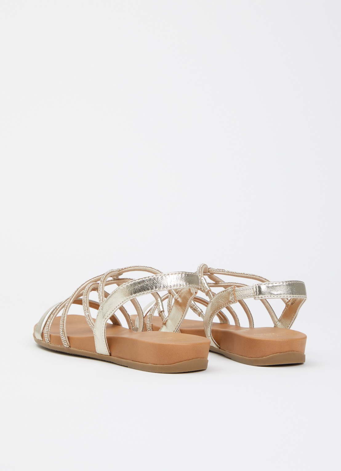 Dune London Lyrically sandaal van leer met strass - achterkant 2 goud