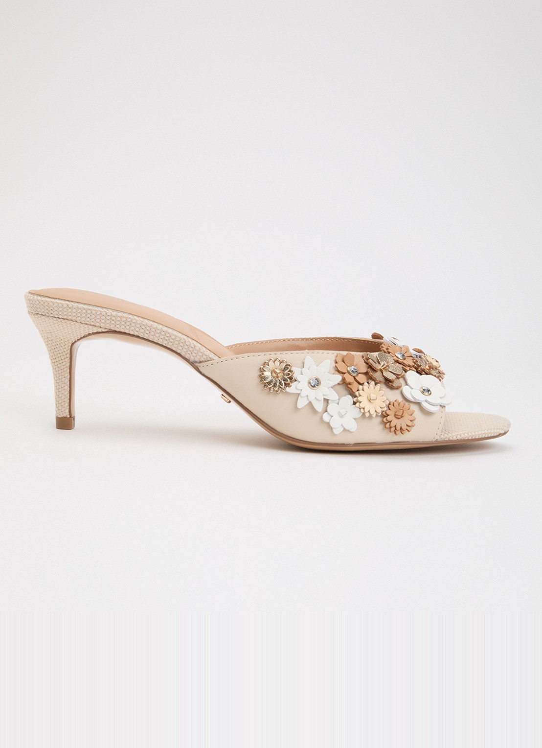 Dune London Maizy muiltje van leer - voorkant beige