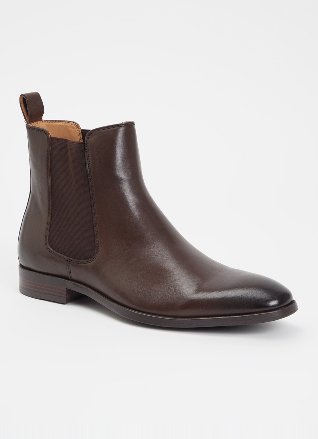 Dune London Matchin chelsea boot van leer - voorkant 4 donkerbruin