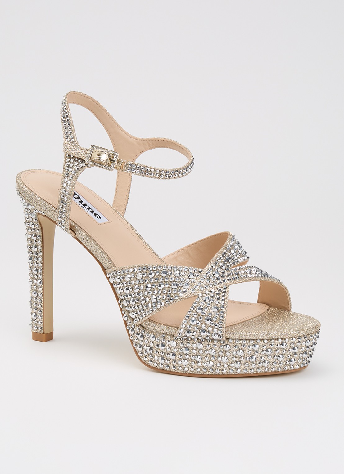 Dune London Mayve sandalette met strass - voorkant goud