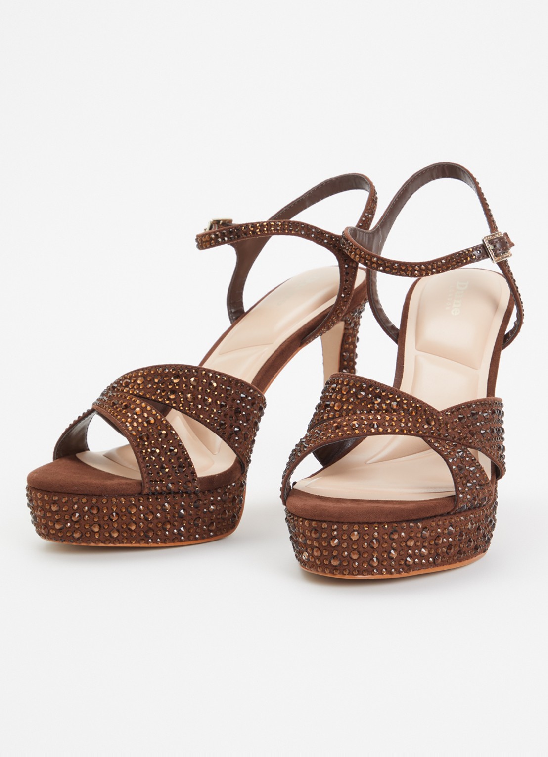 Dune London Mayve sandalette met strass - detail 2 donkerbruin
