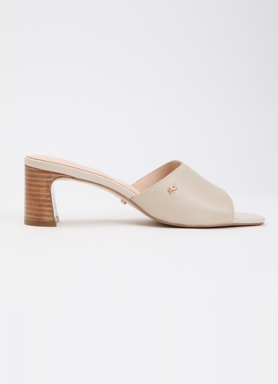 Dune London Mazy muiltje van leer - voorkant creme