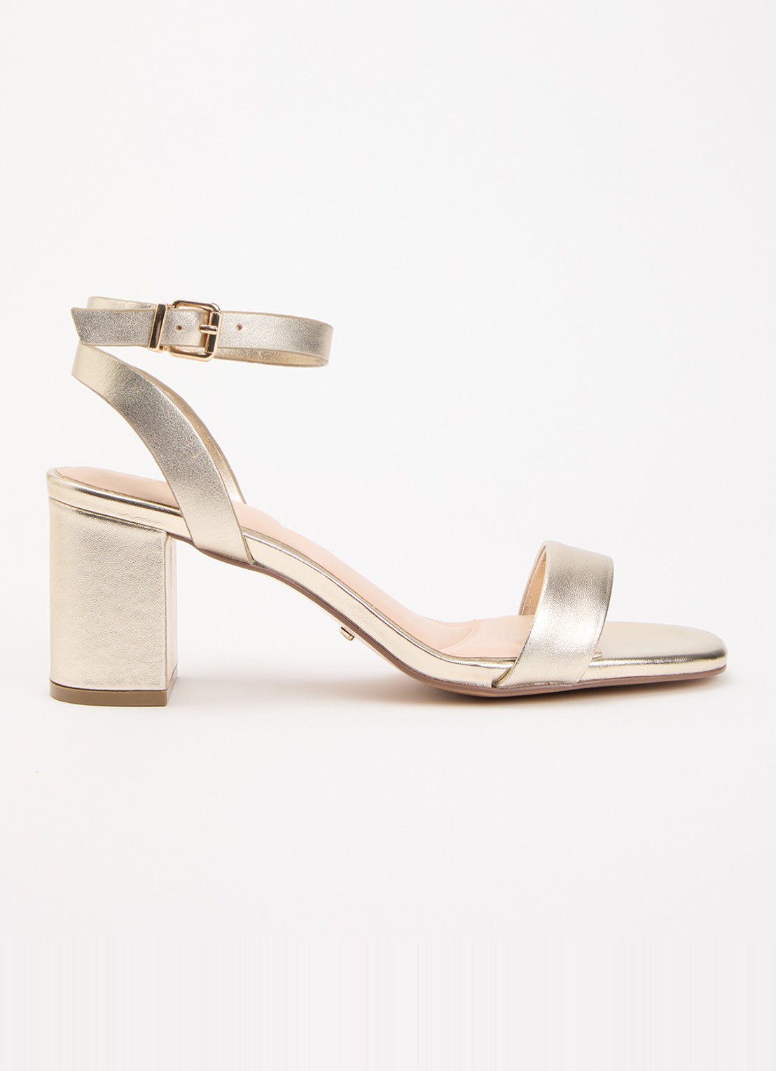 Dune London Medina sandalette van leer - voorkant goud