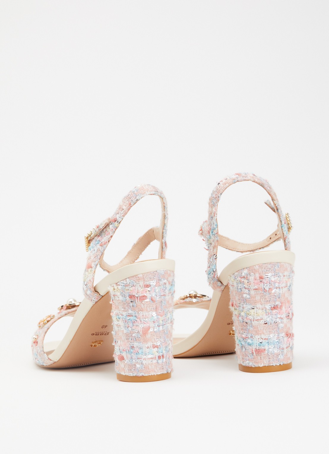 Dune London Mention sandalette met tweed-look - achterkant 5 roze