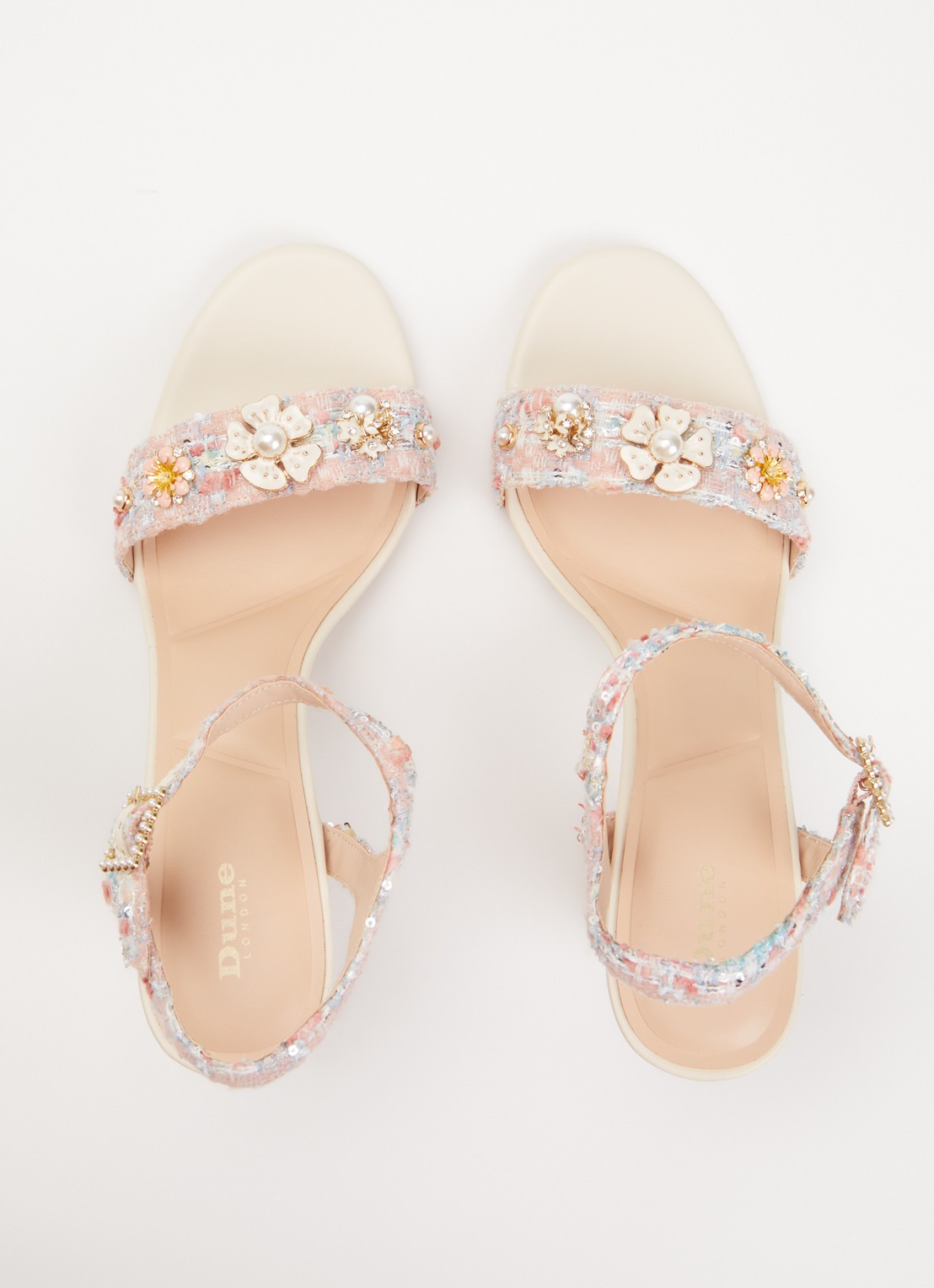 Dune London Mention sandalette met tweed-look - detail 2 roze
