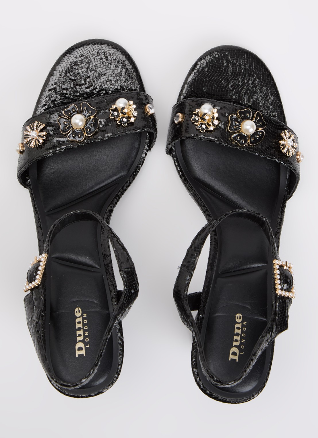 Dune London Mention sandalette met tweed-look - detail 3 zwart