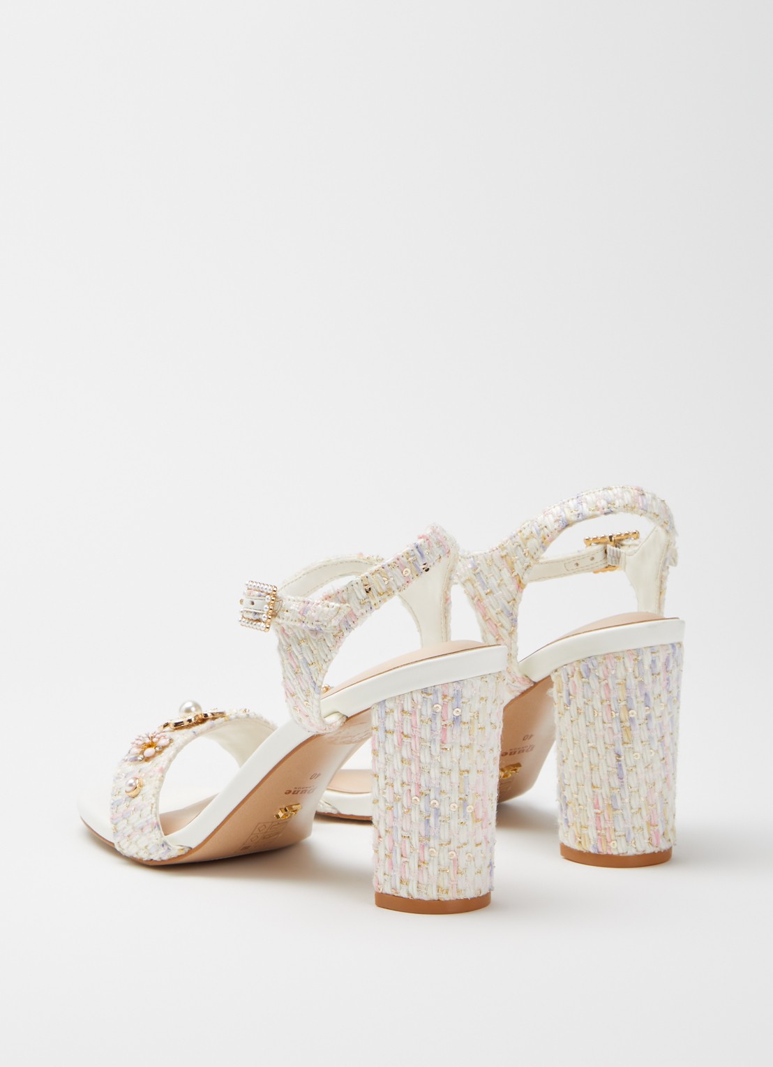 Dune London Mention sandalette met tweed-look - achterkant 2 wit