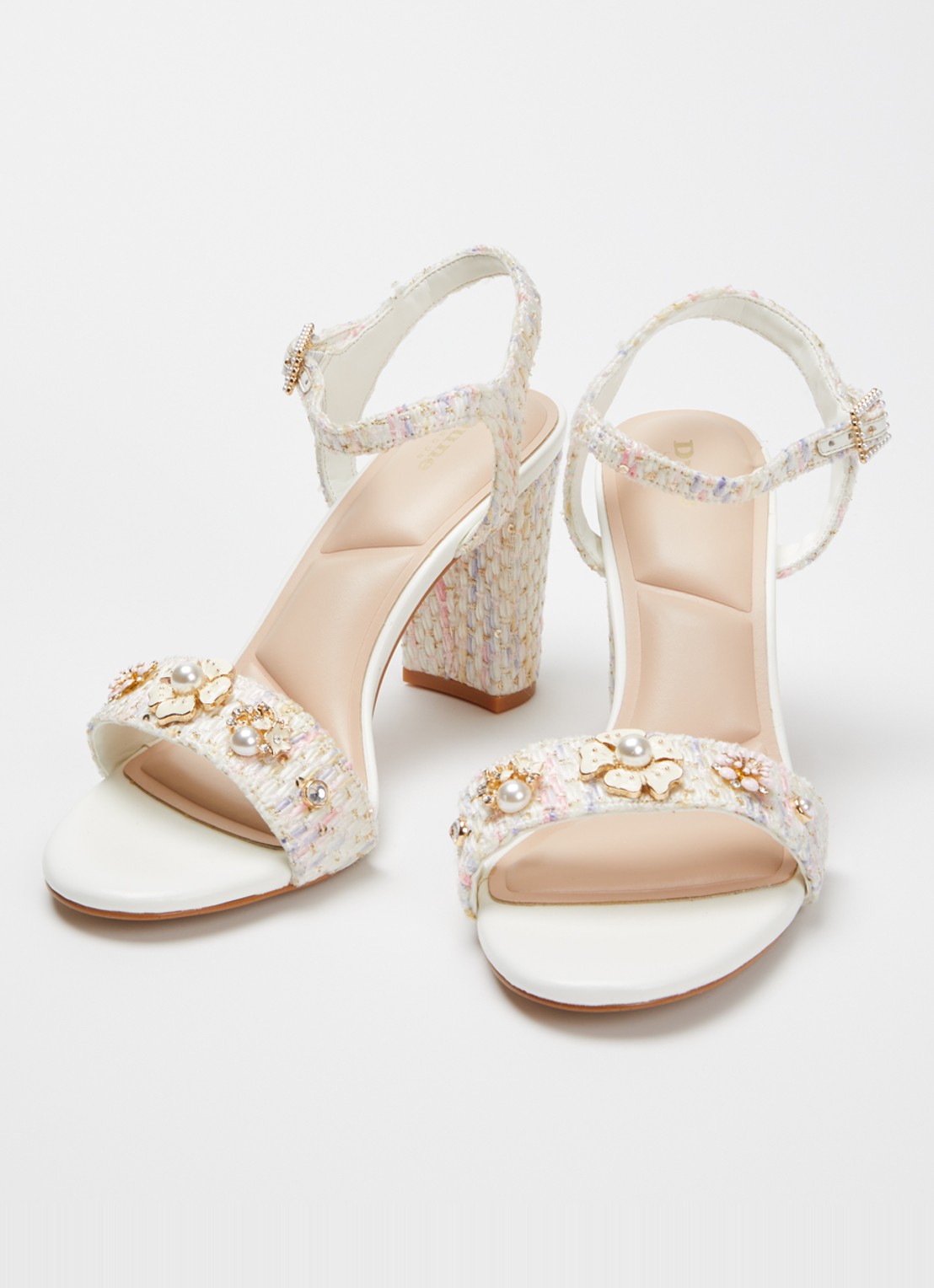 Dune London Mention sandalette met tweed-look - detail 3 wit