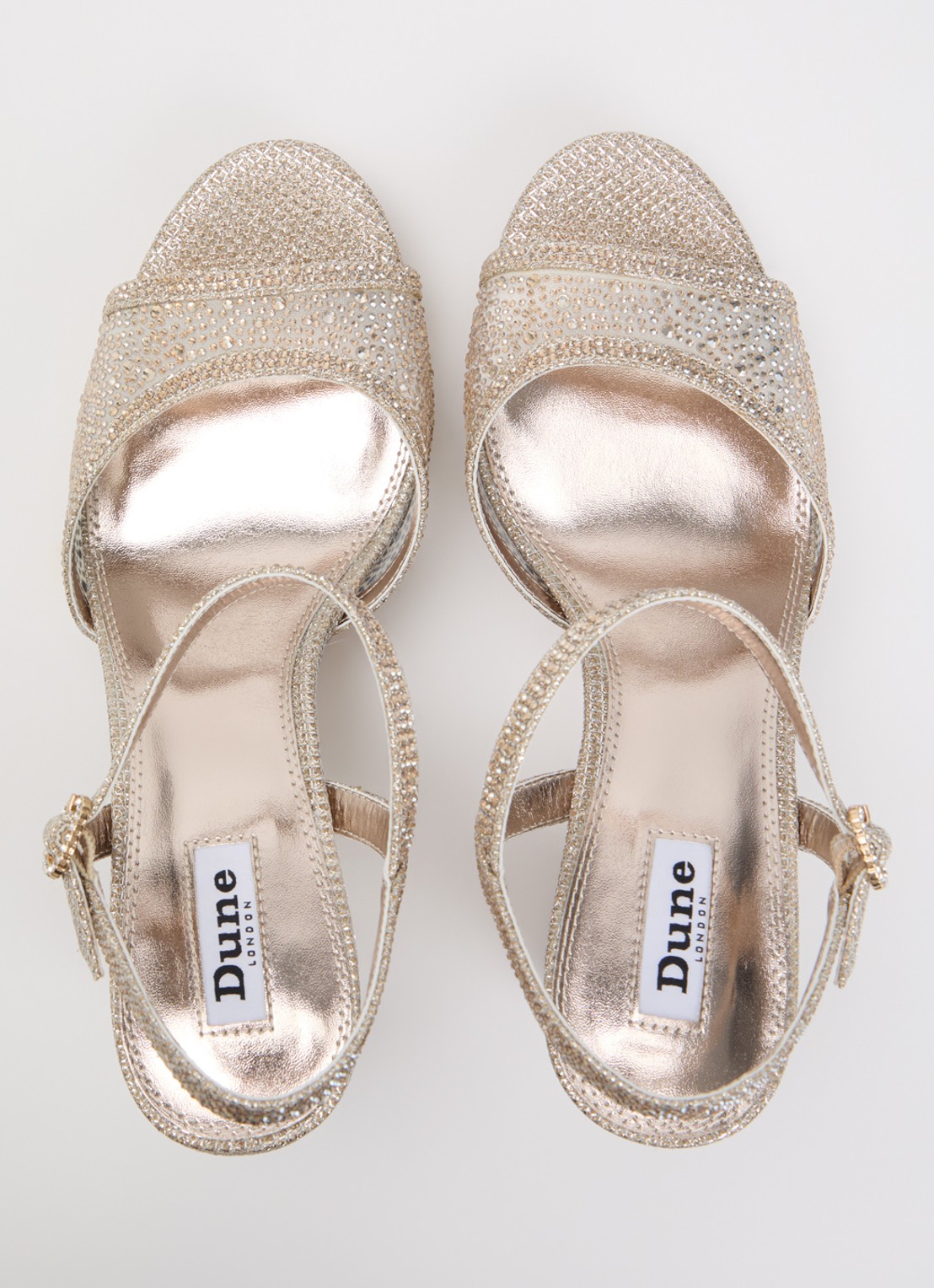 Dune London Mesmerizing sandalette met strass - detail 4 witgoud