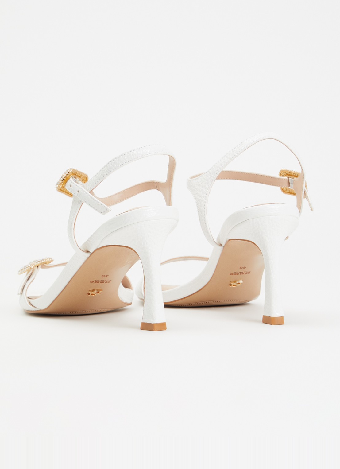 Dune London Milana sandalette met crocostructuur - achterkant 5 gebroken wit