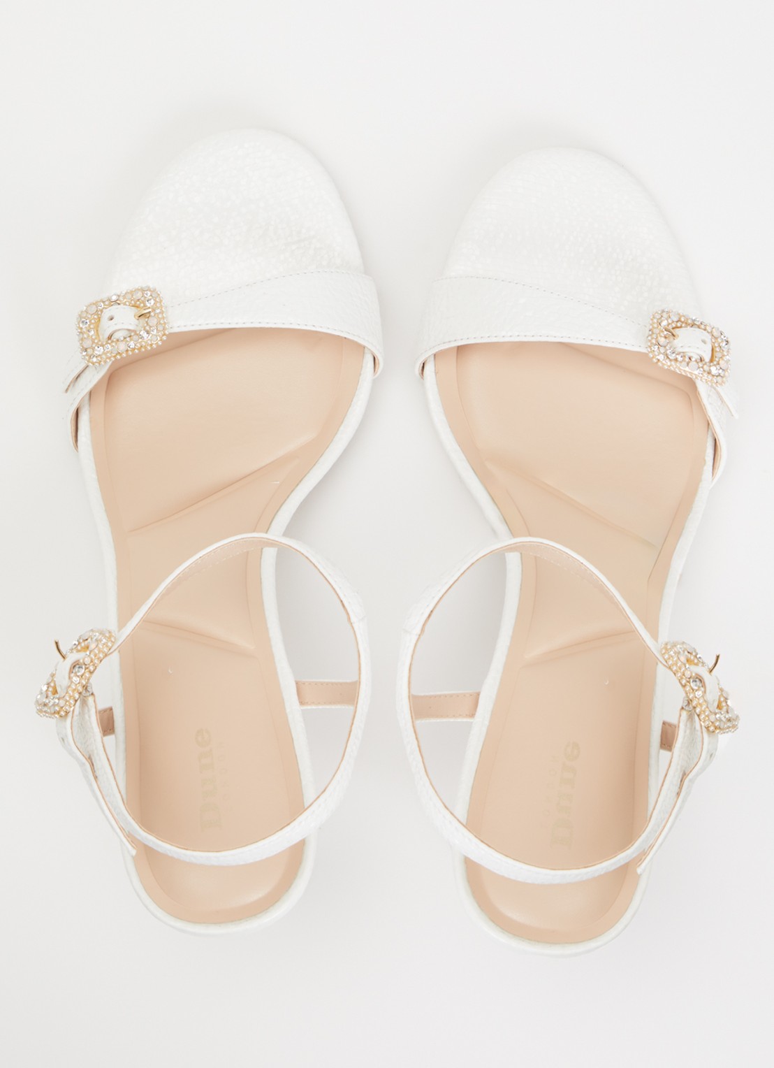 Dune London Milana sandalette met crocostructuur - detail 2 gebroken wit