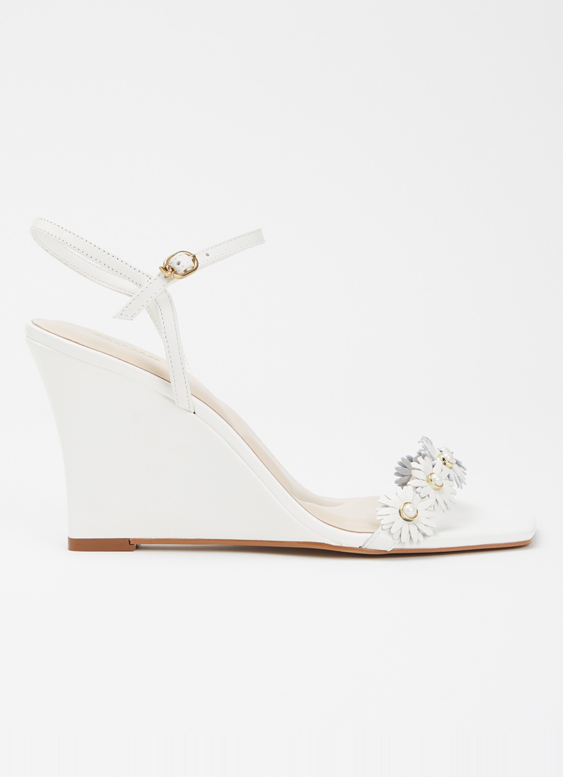 Dune London Milennial sandalette van leer - voorkant wit
