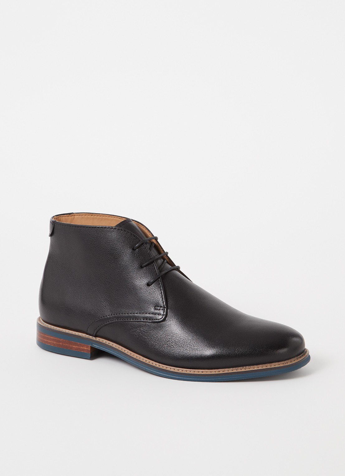 Dune London Millers veterboot van leer - voorkant zwart