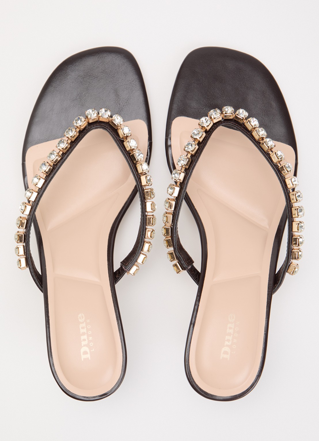 Dune London Mimis sandalette van leer met strass - detail 4 donkerbruin