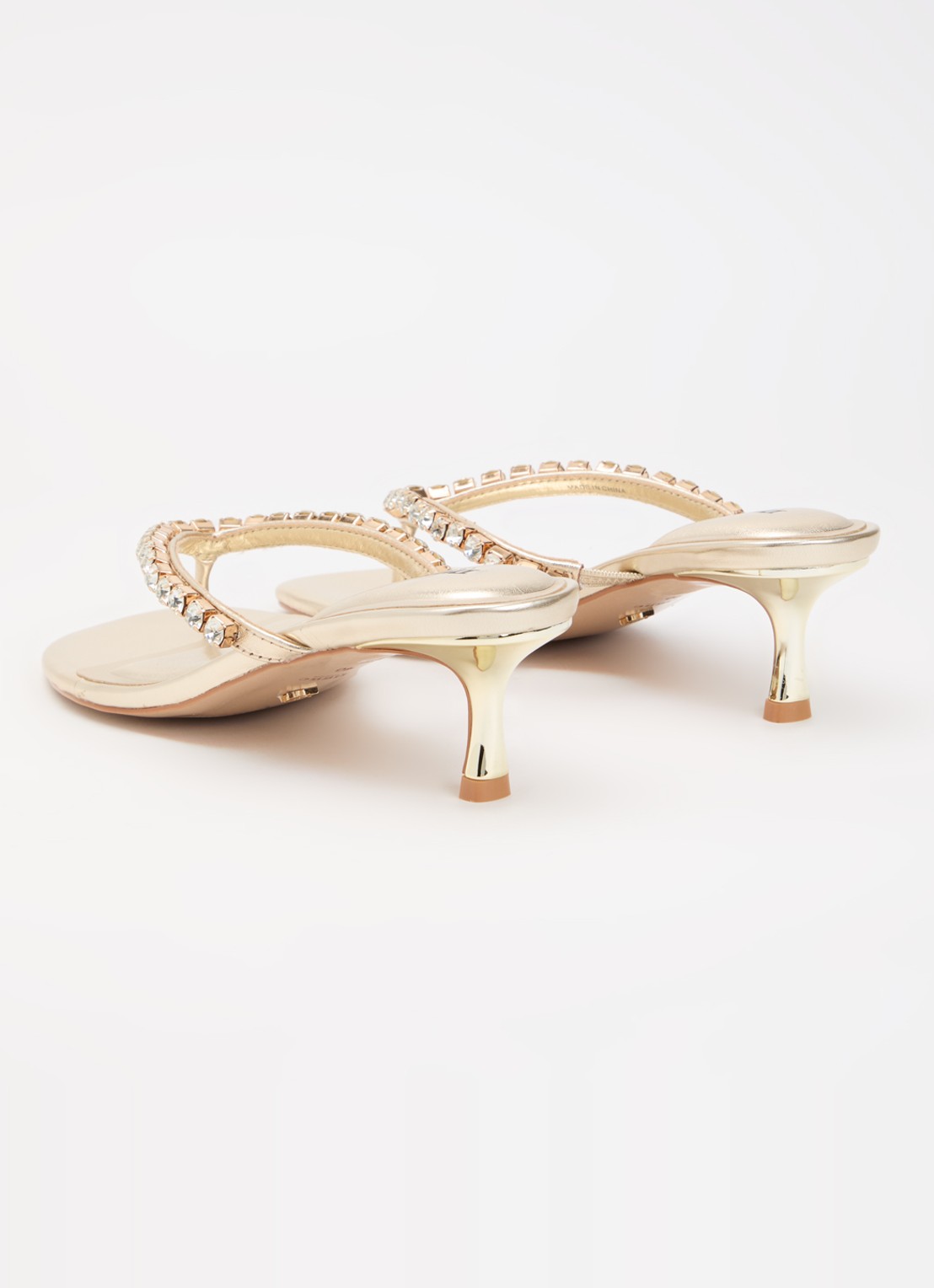 Dune London Mimis sandalette van leer met strass - achterkant 4 goud