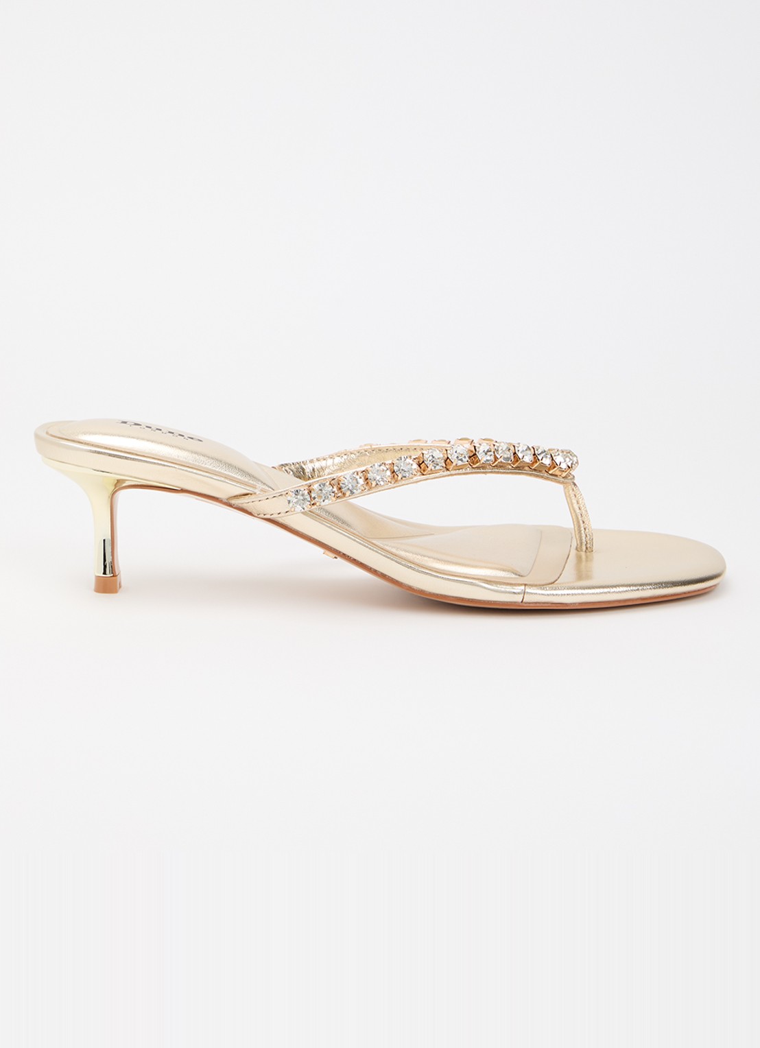 Dune London Mimis sandalette van leer met strass - voorkant 5 goud
