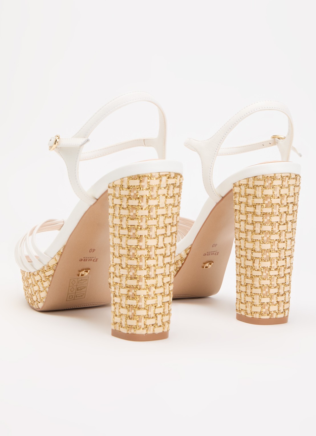 Dune London Minogue sandalette van leer met metallic finish - achterkant 2 wit