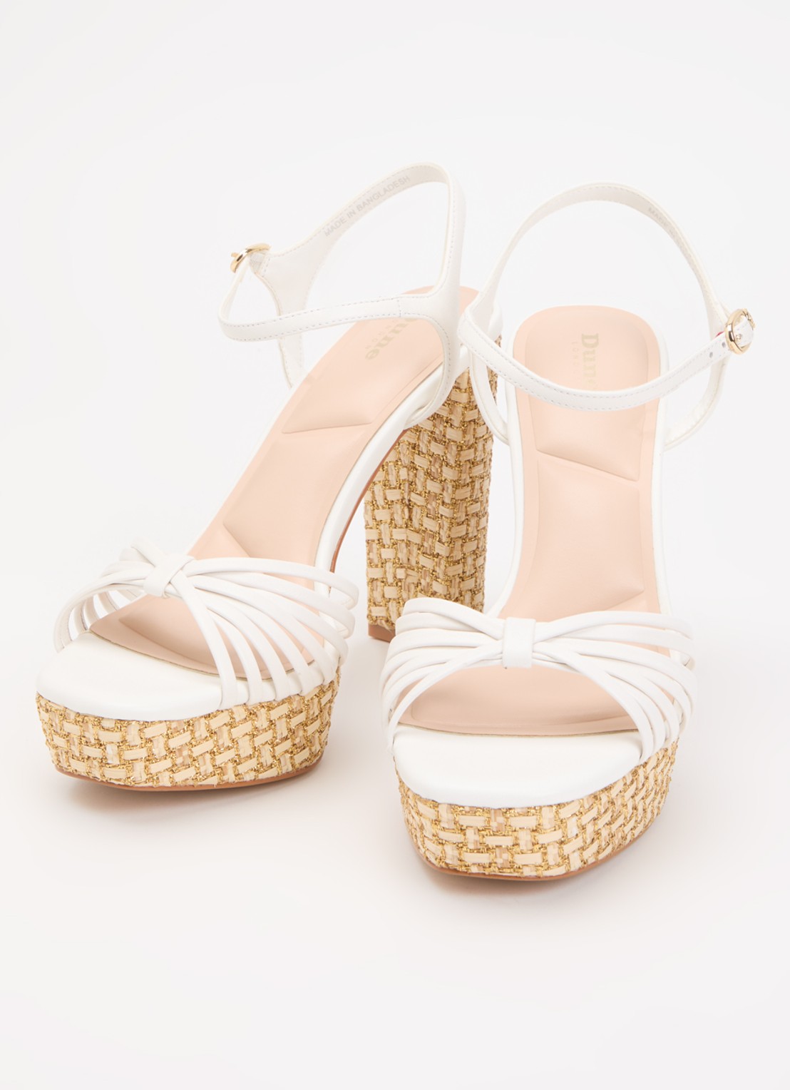 Dune London Minogue sandalette van leer met metallic finish - detail 3 wit