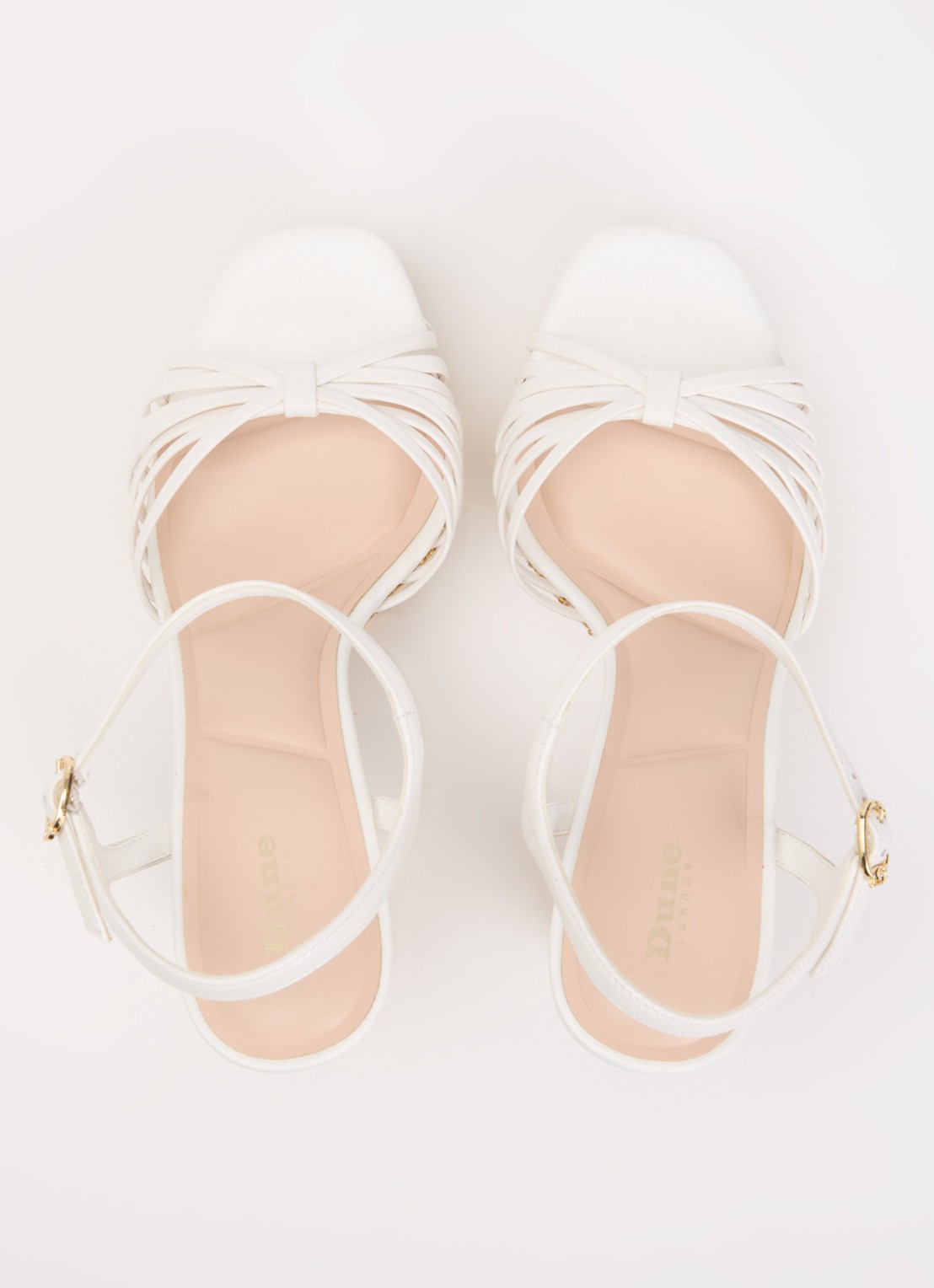 Dune London Minogue sandalette van leer met metallic finish - detail 4 wit