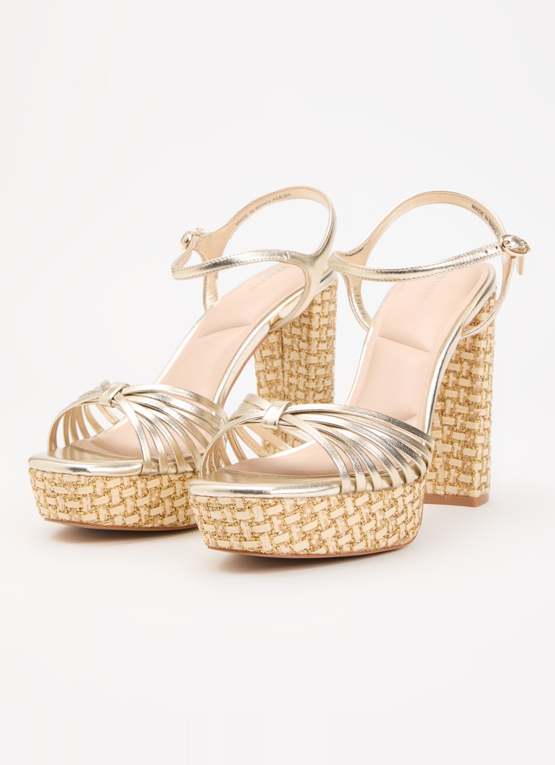 Dune London Minogue sandalette van leer met metallic finish - detail 2 goud