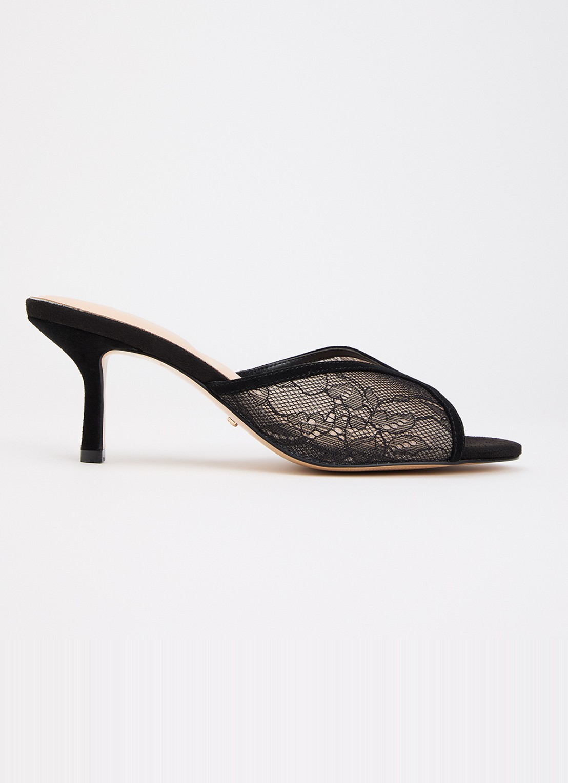 Dune London Monarch muiltje met details van kant - voorkant zwart