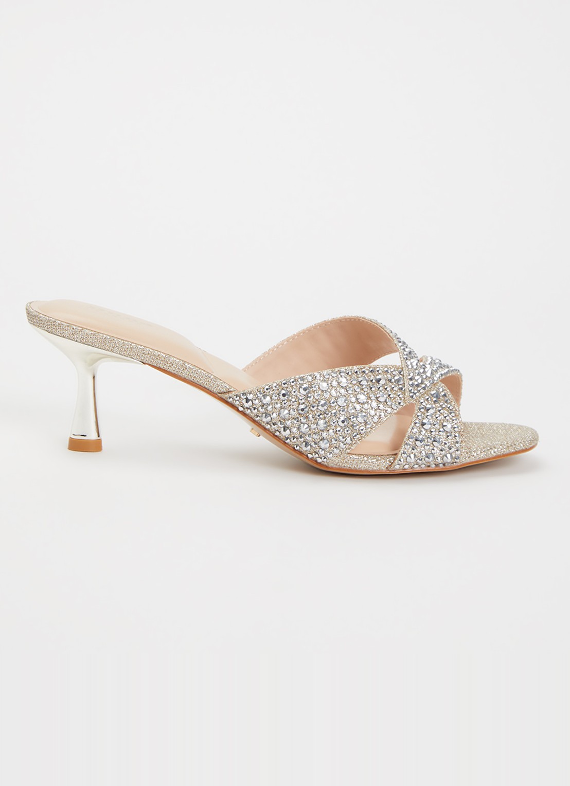 Dune London Monette muiltje met glitter en strass - voorkant 5 goud