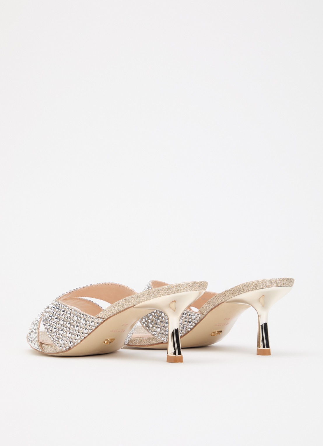 Dune London Monette muiltje met strass  - achterkant zilver