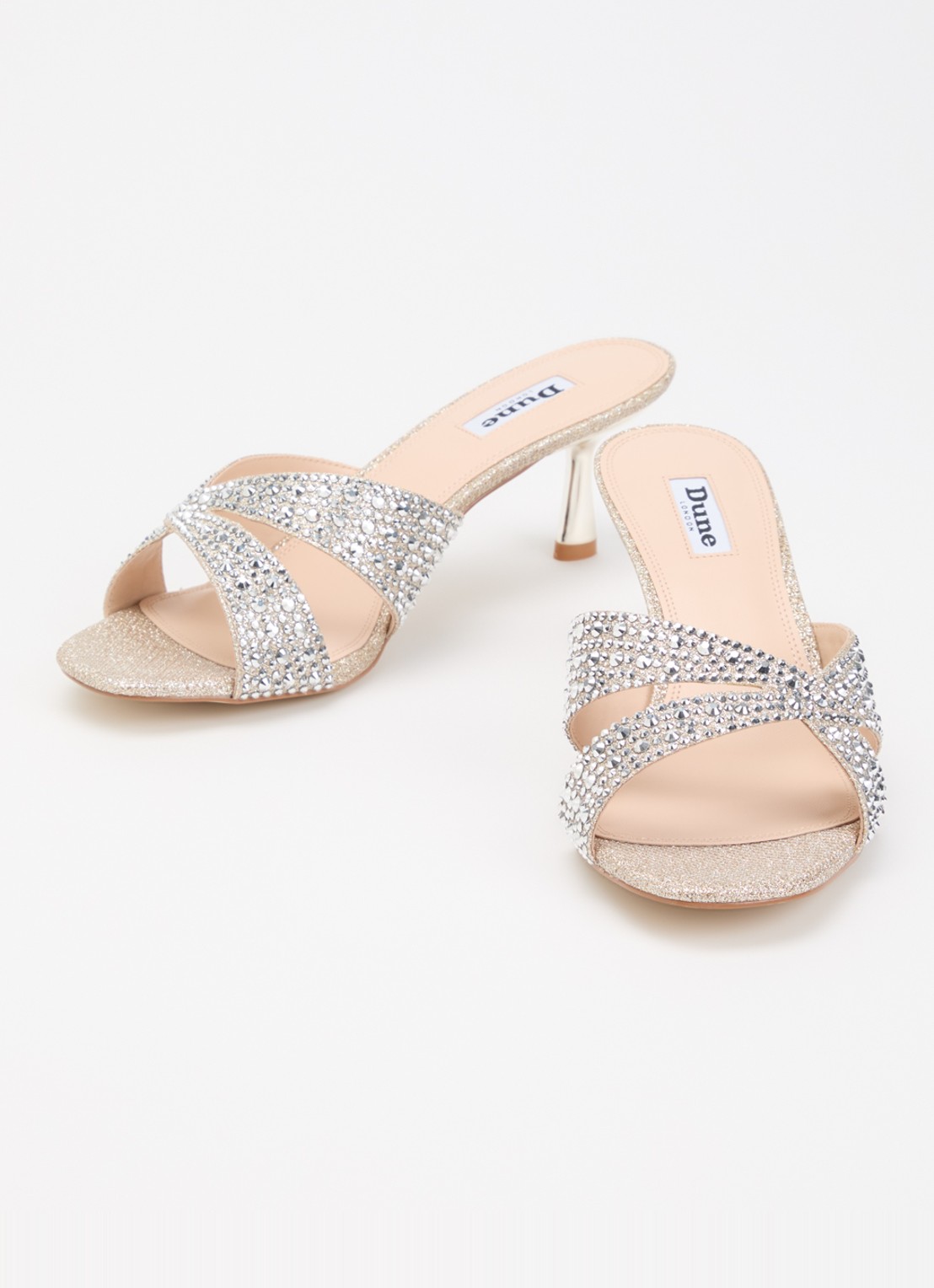 Dune London Monette muiltje met strass  - detail 3 zilver